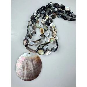 Rainbow Obsidian Shell Necklace stamped 925